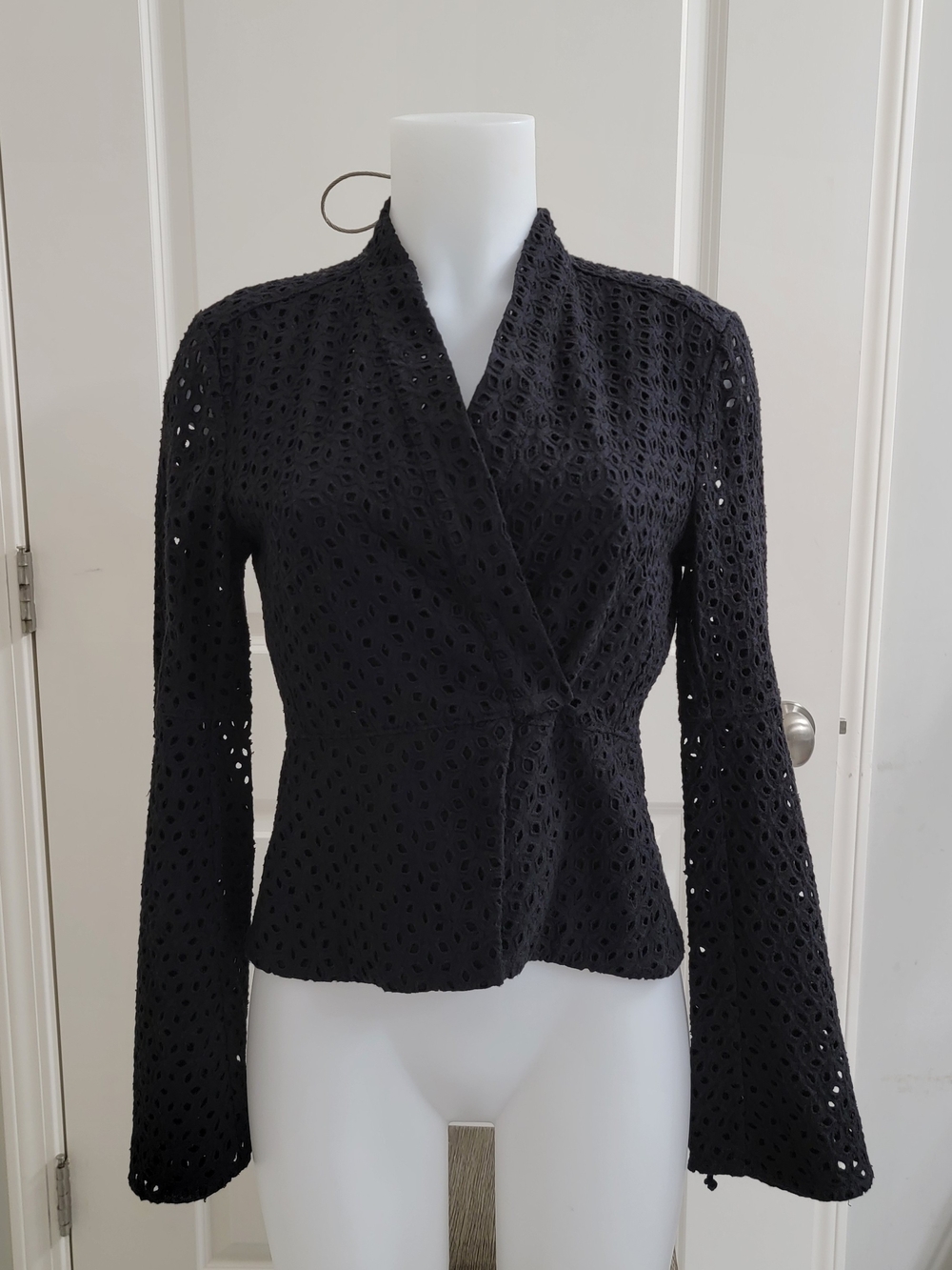 Free People Black Eyelet Wrap-Front Women's Top